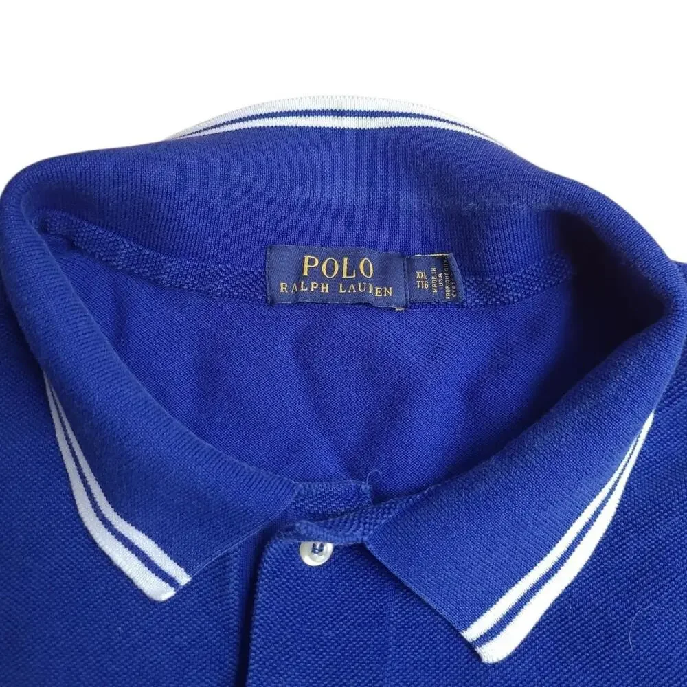 Polo Ralph Lauren Blue Polo Shirt XXL Heart Trim Sleeve Men's Limited Release